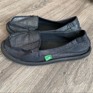 Sanuk Black and Silver Loafers